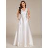 image:imageEverPretty Womens Spring Satin V Neck Formal Wedding Guest Dress Floor Length Empire Waist Prom Dresses with PocketsWhite