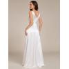 image:imageEverPretty Womens Spring Satin V Neck Formal Wedding Guest Dress Floor Length Empire Waist Prom Dresses with PocketsWhite