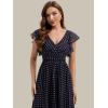 image:imageEverPretty Womens Spring Summer Bridesmaid Dress Flowy Chiffon A Line Short Sleeve Back Cutout Formal Dresses 01819Navy Blue Polka Dots