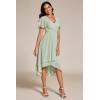 image:imageEverPretty Womens Spring Summer Chiffon Wedding Guest Dresses V Neck Ruffle Sleeves Midi Semi Formal Cocktail DressMint Green