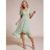 image:imageEverPretty Womens Spring Summer Chiffon Wedding Guest Dresses V Neck Ruffle Sleeves Midi Semi Formal Cocktail DressMint Green