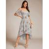 image:imageEverPretty Womens Summer Cold Shoulder HiLo Asymmetrical Hem Flowy Chiffon Short Wedding Guest Dress 02103Amber Bloom
