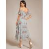 image:imageEverPretty Womens Summer Cold Shoulder HiLo Asymmetrical Hem Flowy Chiffon Short Wedding Guest Dress 02103Amber Bloom