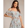 image:imageEverPretty Womens Summer Cold Shoulder HiLo Asymmetrical Hem Flowy Chiffon Short Wedding Guest Dress 02103Amber Bloom
