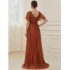 image:imageEverPretty Womens Summer Glitter Formal Dresses Evening Gown V Neck Short Sleeves Floor Length Mother of Bride Dress 50159Burnt Orange