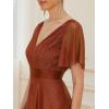 image:imageEverPretty Womens Summer Glitter Formal Dresses Evening Gown V Neck Short Sleeves Floor Length Mother of Bride Dress 50159Burnt Orange