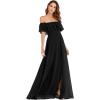 image:imageEverPretty Womens Elegant Off The Shoulder Side Split Flowy Chiffon Maxi Bridesmaid Dress Formal Wedding Guest Dresses 0968Black1