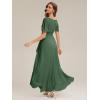 image:imageEverPretty Womens Short Sleeves Summer Spring Bridesmaid Dress Chiffon HighLow Semi Formal Wedding Guest Dresses 02708Eucalyptus