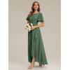 image:imageEverPretty Womens Short Sleeves Summer Spring Bridesmaid Dress Chiffon HighLow Semi Formal Wedding Guest Dresses 02708Eucalyptus