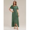 image:imageEverPretty Womens Short Sleeves Summer Spring Bridesmaid Dress Chiffon HighLow Semi Formal Wedding Guest Dresses 02708Eucalyptus