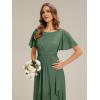 image:imageEverPretty Womens Short Sleeves Summer Spring Bridesmaid Dress Chiffon HighLow Semi Formal Wedding Guest Dresses 02708Eucalyptus