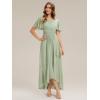 image:imageEverPretty Womens Short Sleeves Summer Spring Bridesmaid Dress Chiffon HighLow Semi Formal Wedding Guest Dresses 02708Mint Green