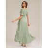 image:imageEverPretty Womens Short Sleeves Summer Spring Bridesmaid Dress Chiffon HighLow Semi Formal Wedding Guest Dresses 02708Mint Green