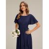 image:imageEverPretty Womens Short Sleeves Summer Spring Bridesmaid Dress Chiffon HighLow Semi Formal Wedding Guest Dresses 02708Navy Blue