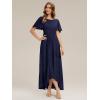 image:imageEverPretty Womens Short Sleeves Summer Spring Bridesmaid Dress Chiffon HighLow Semi Formal Wedding Guest Dresses 02708Navy Blue