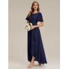 image:imageEverPretty Womens Short Sleeves Summer Spring Bridesmaid Dress Chiffon HighLow Semi Formal Wedding Guest Dresses 02708Navy Blue