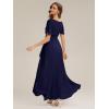 image:imageEverPretty Womens Short Sleeves Summer Spring Bridesmaid Dress Chiffon HighLow Semi Formal Wedding Guest Dresses 02708Navy Blue
