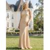 image:imageEverPretty Womens Summer Sleeveless Satin Bridesmaid Dresses Flowy Ribbons Formal Wedding Guest Dress 02707Champagne