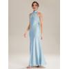 image:imageEverPretty Womens Summer Sleeveless Satin Bridesmaid Dresses Flowy Ribbons Formal Wedding Guest Dress 02707Ice Blue