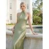 image:imageEverPretty Womens Summer Sleeveless Satin Bridesmaid Dresses Flowy Ribbons Formal Wedding Guest Dress 02707Sage Green