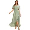 image:imageEverPretty Womens Short Sleeves Summer Spring Bridesmaid Dress Chiffon HighLow Semi Formal Wedding Guest Dresses 02708Mint Green