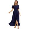 image:imageEverPretty Womens Short Sleeves Summer Spring Bridesmaid Dress Chiffon HighLow Semi Formal Wedding Guest Dresses 02708Navy Blue
