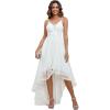 image:imageEverPretty Womens VNeck Sleeveless Graduation Dress Tulle HighLow ALine Prom Gown Wedding Guest Dresses 01746PHWhite