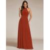 image:imageEverPretty Womens Glitter Halter Sleeveless Formal Dresses Evening Gowns Pleated Aline Wedding Guest Dress 41961Burnt Orange