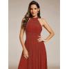 image:imageEverPretty Womens Glitter Halter Sleeveless Formal Dresses Evening Gowns Pleated Aline Wedding Guest Dress 41961Burnt Orange