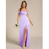 image:imageEverPretty Womens OffShoulder Split Floor Length Pleated Backless Bandage Satin Prom Dress 02320Frosted Lilac