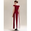 image:imageEverPretty Womens Summer High Stretch Crepe V Neck Cap Sleeves Wedding Guest Dress Semi Formal Dresses 02649Burgundy