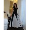 image:imageEverPretty Womens Summer High Stretch Crepe V Neck Cap Sleeves Wedding Guest Dress Semi Formal Dresses 02649Ivory and Black