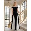 image:imageEverPretty Womens Summer High Stretch Crepe V Neck Cap Sleeves Wedding Guest Dress Semi Formal Dresses 02649Ivory and Black