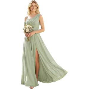 image:imageEverPretty Womens One Shoulder Sleeveless Summer Bridesmaid Dress Chiffon ALine Spring Formal Wedding Guest Dresses 02663Mint Green