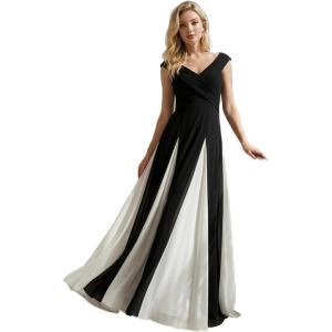 image:imageEverPretty Womens Summer High Stretch Crepe V Neck Cap Sleeves Wedding Guest Dress Semi Formal Dresses 02649Ivory and Black