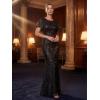 image:imageEverPretty Round Neck Sequin Formal Dresses for Women Short Sleeves Mermaid Evening Gowns Mother of Bride Dress 02585Black