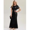 image:imageEverPretty Round Neck Sequin Formal Dresses for Women Short Sleeves Mermaid Evening Gowns Mother of Bride Dress 02585Black