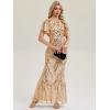 image:imageEverPretty Round Neck Sequin Formal Dresses for Women Short Sleeves Mermaid Evening Gowns Mother of Bride Dress 02585Gold