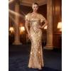 image:imageEverPretty Round Neck Sequin Formal Dresses for Women Short Sleeves Mermaid Evening Gowns Mother of Bride Dress 02585Gold