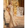 image:imageEverPretty Round Neck Sequin Formal Dresses for Women Short Sleeves Mermaid Evening Gowns Mother of Bride Dress 02585Gold