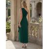 image:imageEverPretty Womens Asymmetrical Sleeveless Formal Dresses Knit Floor Length Bodycon Wedding Guest Dress 02669Dark Green