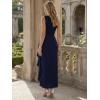 image:imageEverPretty Womens Asymmetrical Sleeveless Formal Dresses Knit Floor Length Bodycon Wedding Guest Dress 02669Navy Blue
