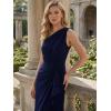 image:imageEverPretty Womens Asymmetrical Sleeveless Formal Dresses Knit Floor Length Bodycon Wedding Guest Dress 02669Navy Blue