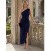 image:imageEverPretty Womens Asymmetrical Sleeveless Formal Dresses Knit Floor Length Bodycon Wedding Guest Dress 02669Navy Blue