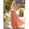image:imageEverPretty Womens Asymmetrical Sleeveless Summer Bridesmaid Dresses Chiffon Floor Length ALine Formal Dress 02706Coral Pink