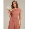 image:imageEverPretty Womens Asymmetrical Sleeveless Summer Bridesmaid Dresses Chiffon Floor Length ALine Formal Dress 02706Coral Pink
