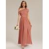 image:imageEverPretty Womens Asymmetrical Sleeveless Summer Bridesmaid Dresses Chiffon Floor Length ALine Formal Dress 02706Coral Pink