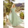 image:imageEverPretty Womens Asymmetrical Sleeveless Summer Bridesmaid Dresses Chiffon Floor Length ALine Formal Dress 02706Mint Green