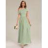 image:imageEverPretty Womens Asymmetrical Sleeveless Summer Bridesmaid Dresses Chiffon Floor Length ALine Formal Dress 02706Mint Green
