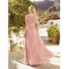 image:imageEverPretty Womens Asymmetrical Sleeveless Summer Bridesmaid Dresses Chiffon Floor Length ALine Formal Dress 02706Pink